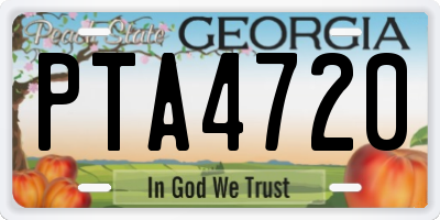 GA license plate PTA4720