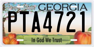 GA license plate PTA4721