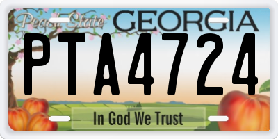 GA license plate PTA4724