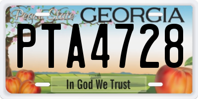 GA license plate PTA4728