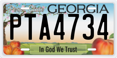 GA license plate PTA4734