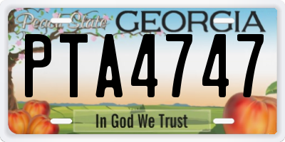 GA license plate PTA4747