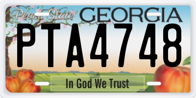 GA license plate PTA4748
