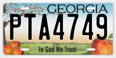 GA license plate PTA4749