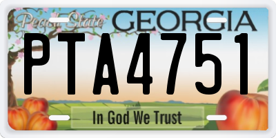 GA license plate PTA4751