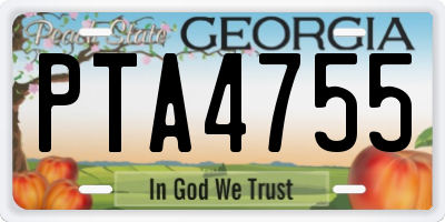 GA license plate PTA4755
