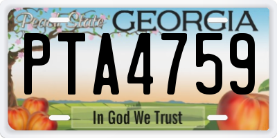 GA license plate PTA4759