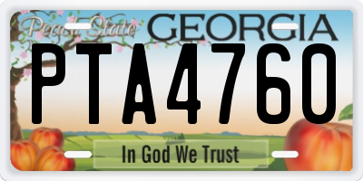 GA license plate PTA4760