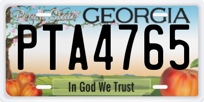 GA license plate PTA4765