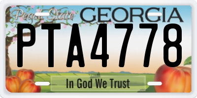 GA license plate PTA4778