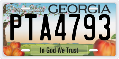 GA license plate PTA4793