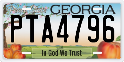 GA license plate PTA4796