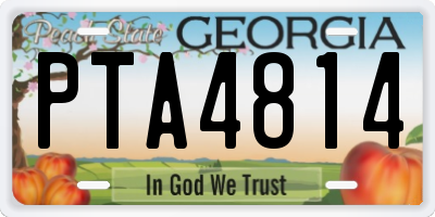 GA license plate PTA4814