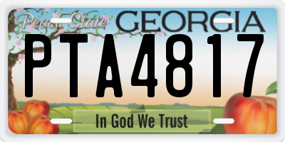 GA license plate PTA4817