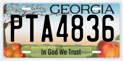 GA license plate PTA4836