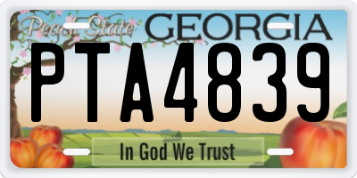 GA license plate PTA4839