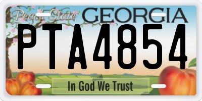 GA license plate PTA4854