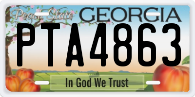 GA license plate PTA4863