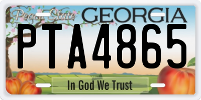 GA license plate PTA4865