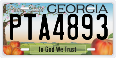 GA license plate PTA4893