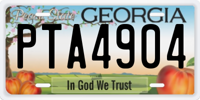 GA license plate PTA4904
