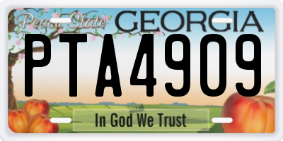 GA license plate PTA4909