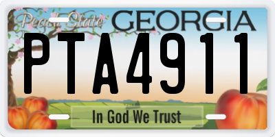 GA license plate PTA4911