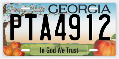GA license plate PTA4912