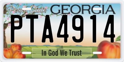 GA license plate PTA4914