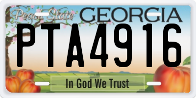 GA license plate PTA4916