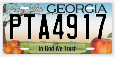 GA license plate PTA4917