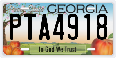GA license plate PTA4918