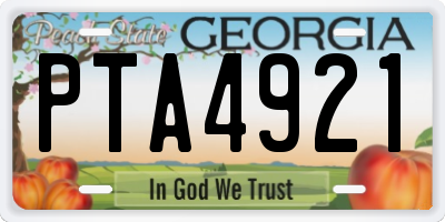 GA license plate PTA4921