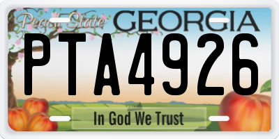 GA license plate PTA4926