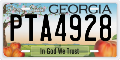 GA license plate PTA4928