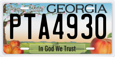 GA license plate PTA4930