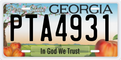 GA license plate PTA4931