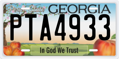 GA license plate PTA4933