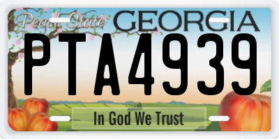 GA license plate PTA4939