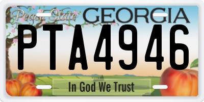 GA license plate PTA4946
