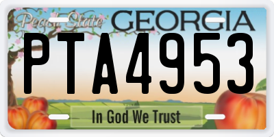 GA license plate PTA4953