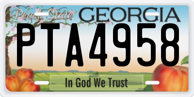 GA license plate PTA4958
