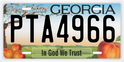 GA license plate PTA4966