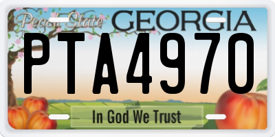 GA license plate PTA4970