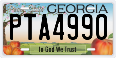 GA license plate PTA4990