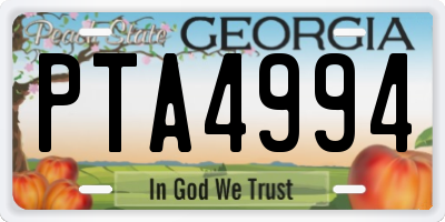 GA license plate PTA4994