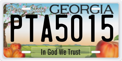GA license plate PTA5015