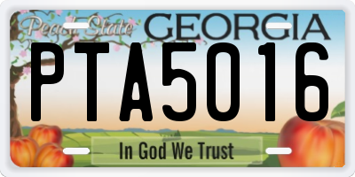 GA license plate PTA5016