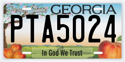 GA license plate PTA5024