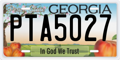 GA license plate PTA5027